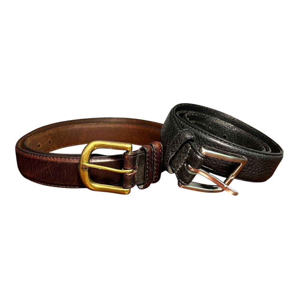 Set of two men’s full grain Leather belts Dockers Brown Size 36/90 &dark brown M